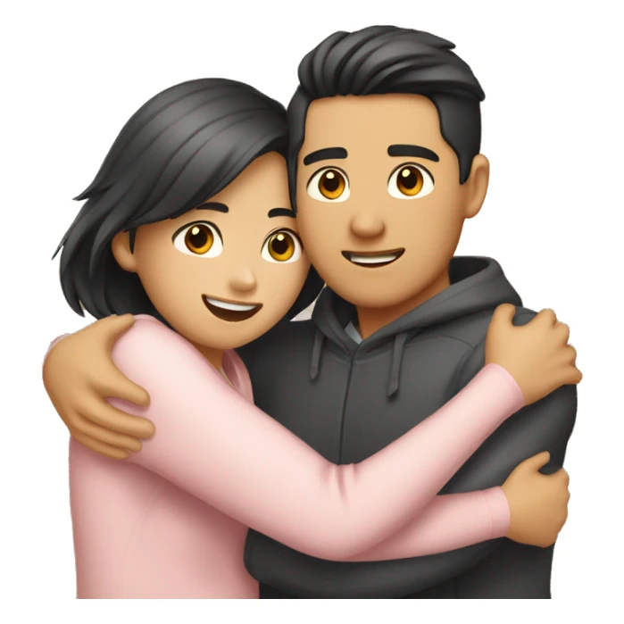 couples hug asian guy and girl  sticker