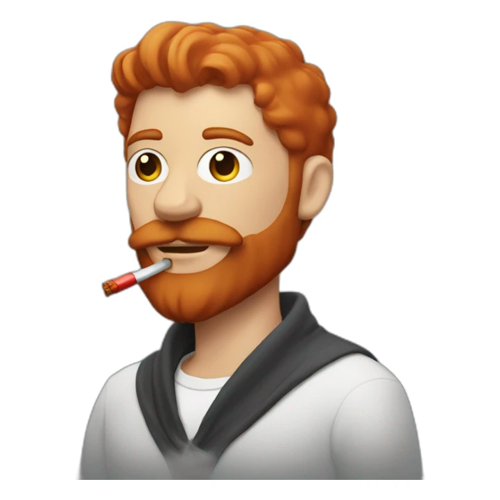 Man with short red head and a very small beard smokes hookah sticker