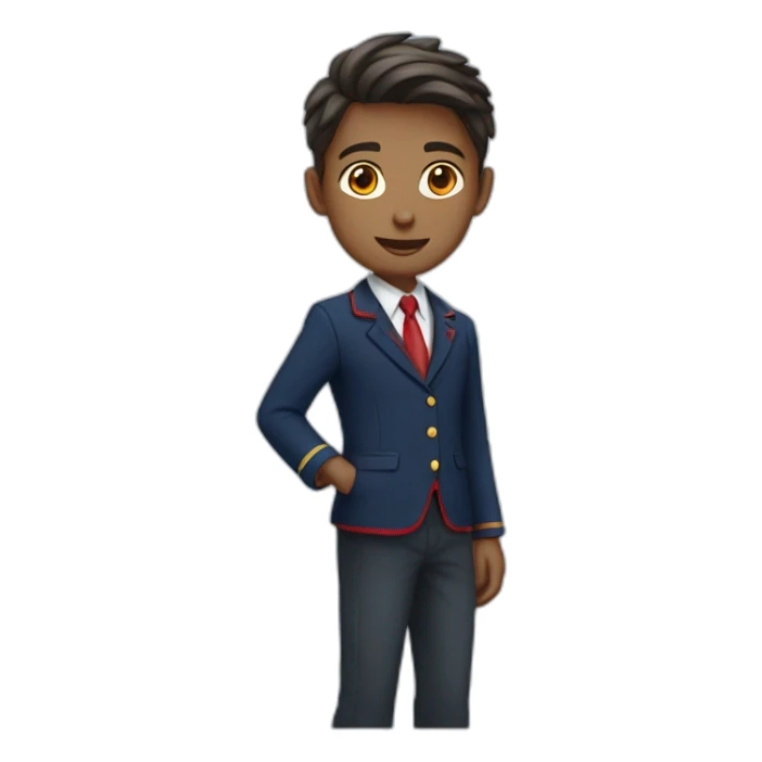animated student wearing a school uniform, red vest inside a navy blue blazer sticker