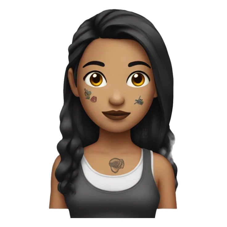 Girl with dark hair and tattoos  sticker