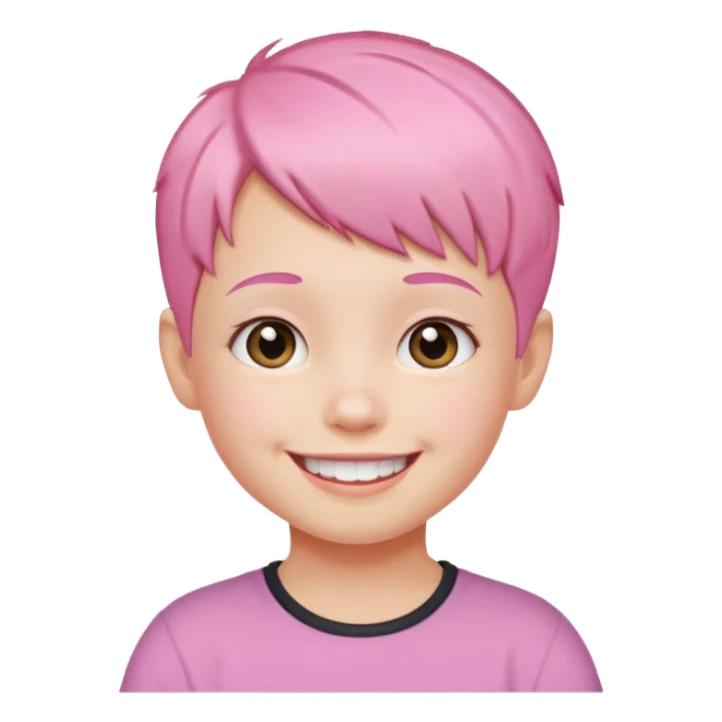 Cute kid with short pink hair and smile, half body sticker