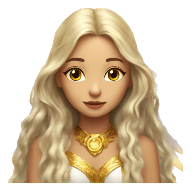 big wings, sun, gold, Beautiful, fairy, long hair sticker