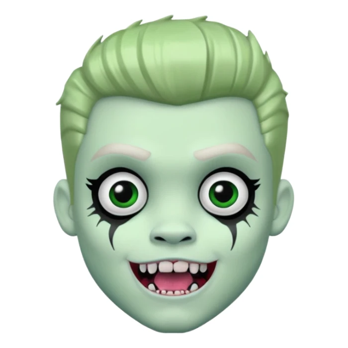 Pale white skin, Frankie stein monster high doll boy with 5-o-clock shadow , pale white-green skin, face stiches , tongue out sticker
