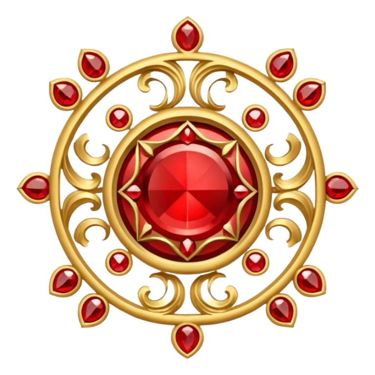 Golden circle crest with red gems sticker