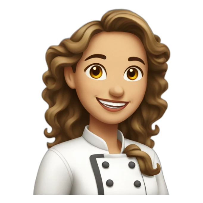 happy spanish woman chef long wavy hair sticker