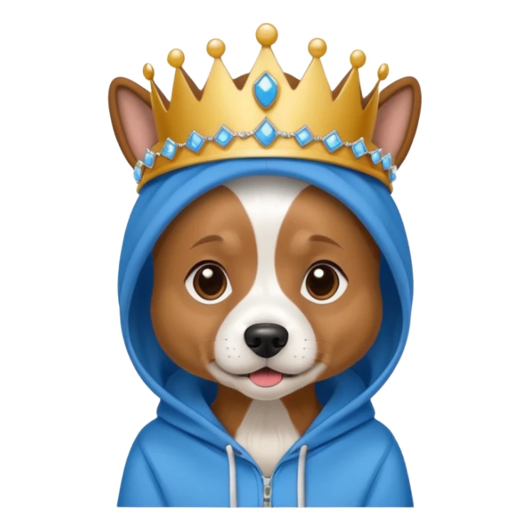 Dog wearing tiara and hoodie sticker