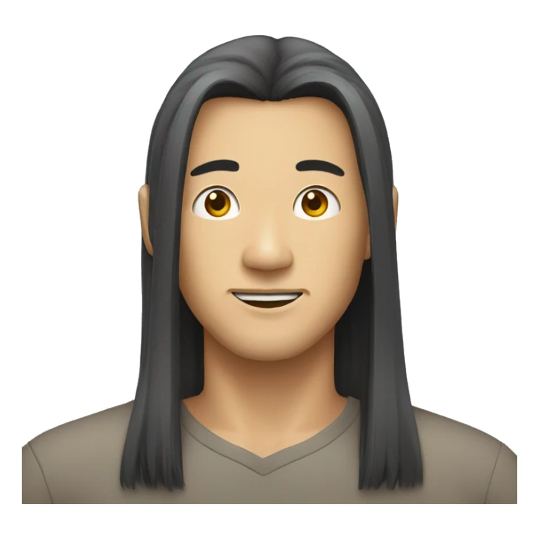 an asian man with mi long hair sticker