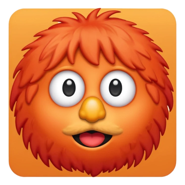 Elmo from Sesame Street as a cute emoji, apple style, simple face, bright red fur, big eyes, orange nose sticker