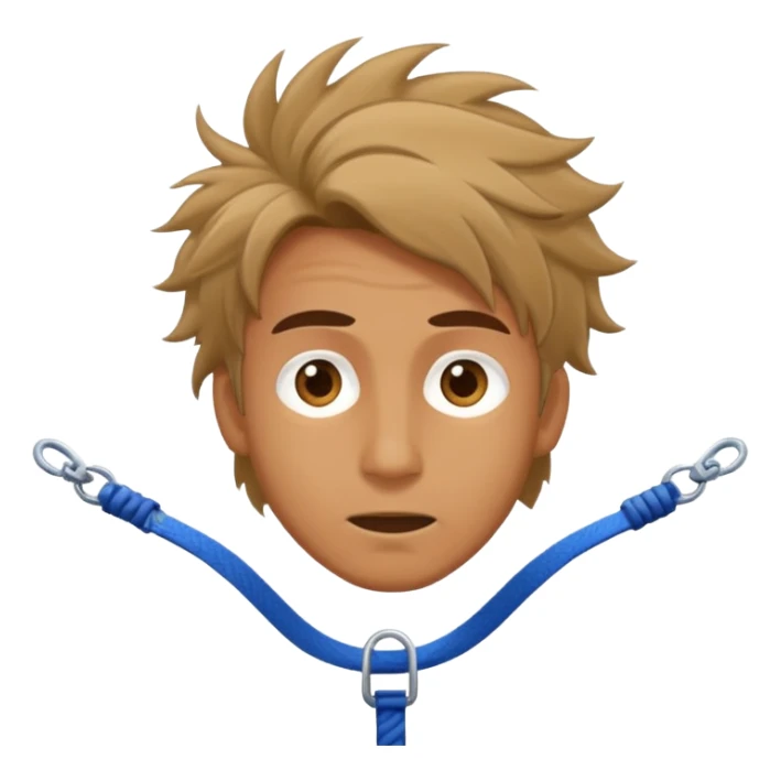 bungee jumping man face only with flying hair sticker