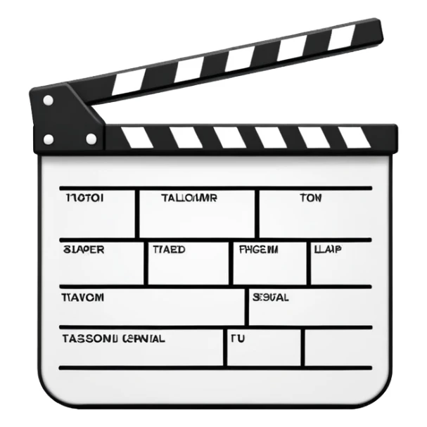 minimalist film clapperboard outline with basic shapes, black lines only, no fill sticker