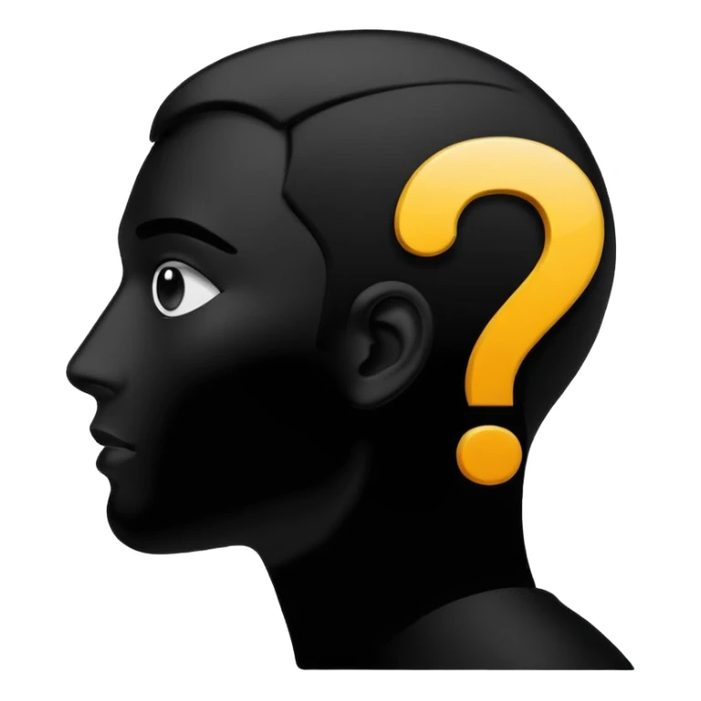 silhouette of a man with a question mark sticker