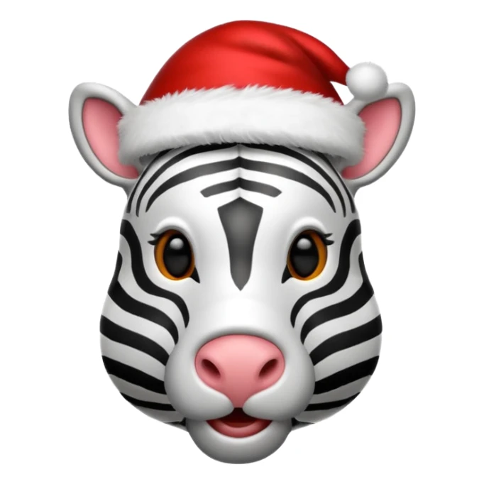 zebra wearing red hat of santa claus sticker