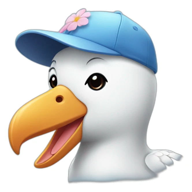 Cute albatross with a baseball cap that has a flower design  sticker