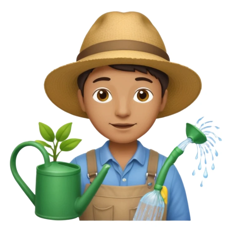 gardener holding watering pot sticker