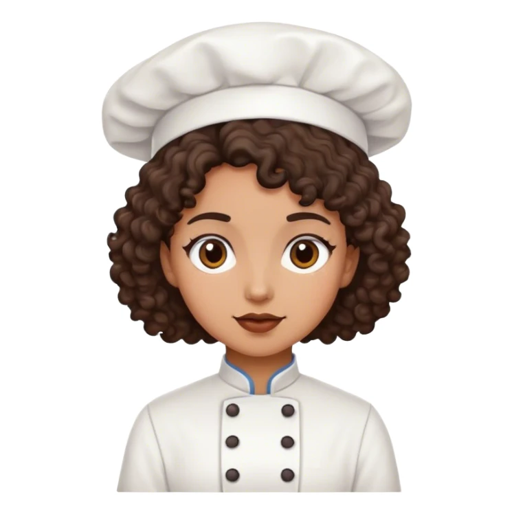 Dark brown curly hair pastry chef sticker