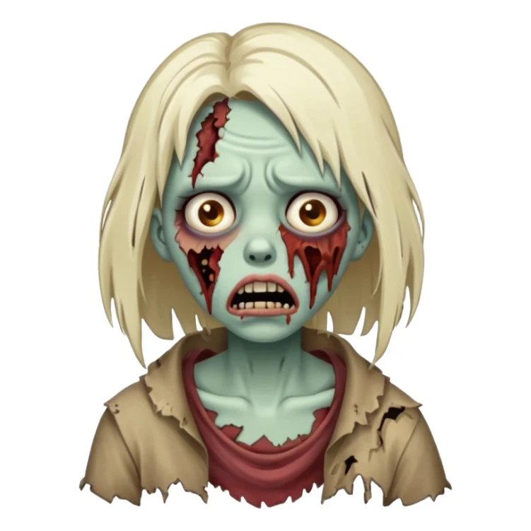 make a zombie girl with a droopy ruined mouth sticker