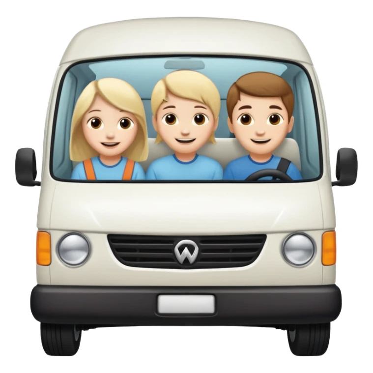 Camionnette blanche avec des enfants dedans sticker