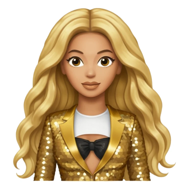 Beyonce with long blonde hair, gold sequin tour outfit  sticker