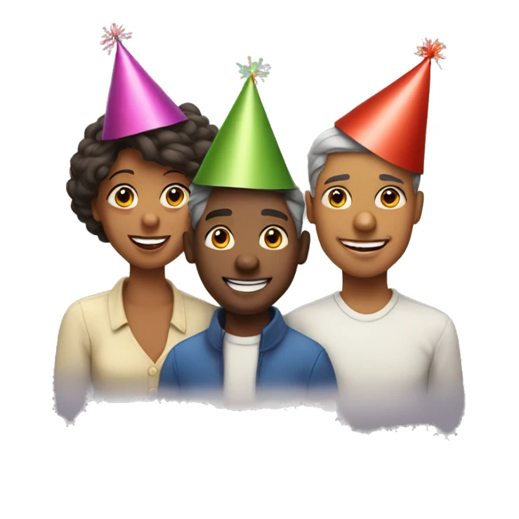 family in birthday hats celebrate new year sticker