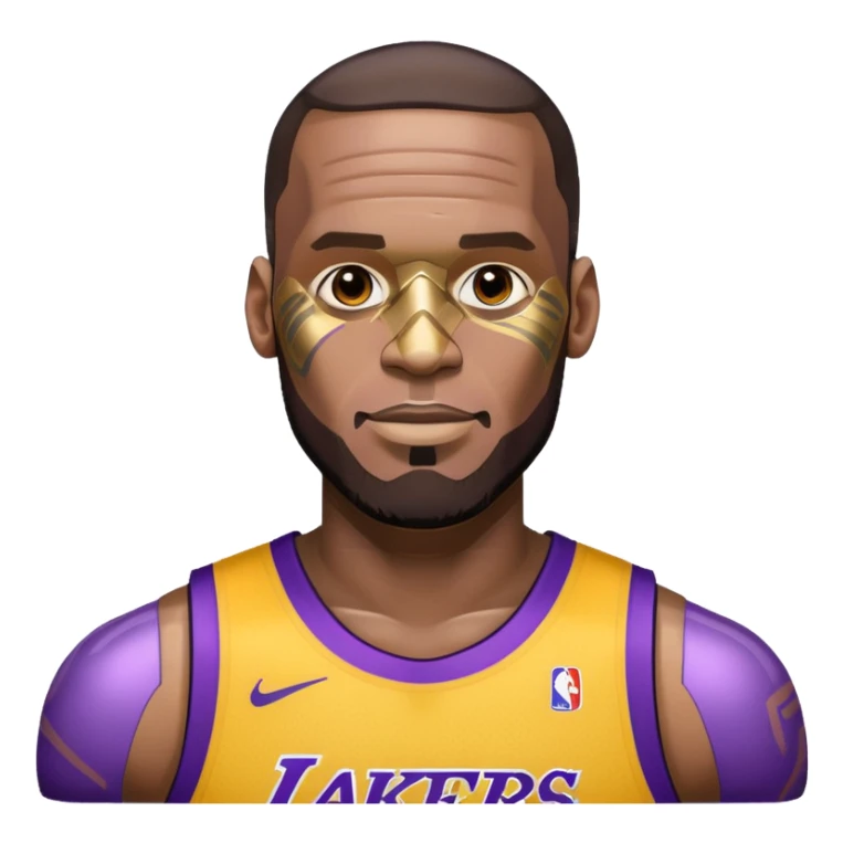 Lebron James as a half robot/cyborg AI but still keep lakers and make him look friendly sticker