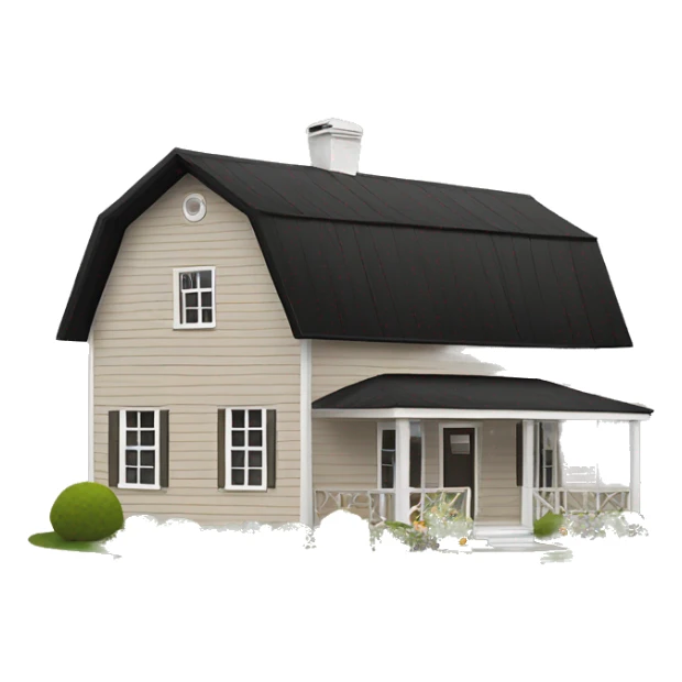 ￼ taupe colored farm house with black trim ￼ ￼ sticker