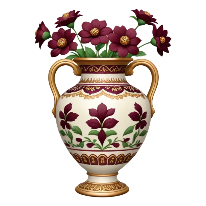 Vintage vase burgundy flowers sticker