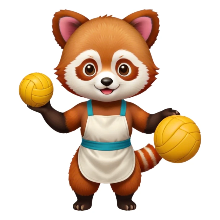 Red Panda playing Volleyball with an apron sticker
