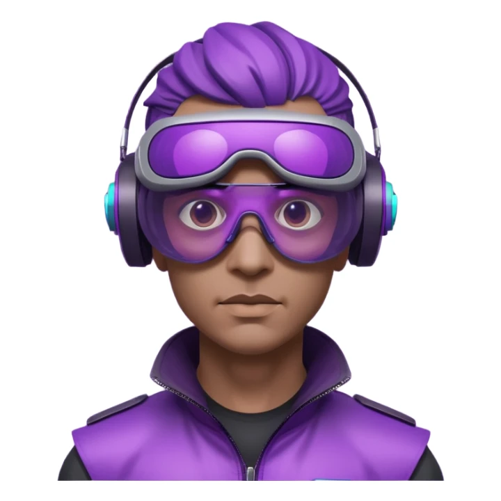 Cyberpunk man fappy head 3d puruple cyber VR -glasses only head sticker