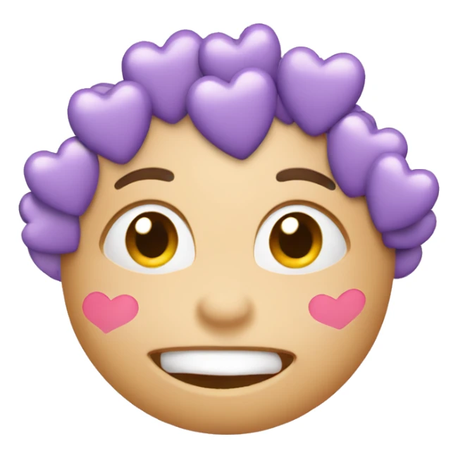 Happy face with lilac hearts around face sticker