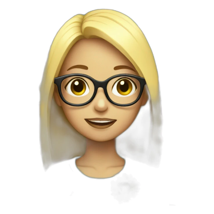 Girl with glasses eating flowers sticker