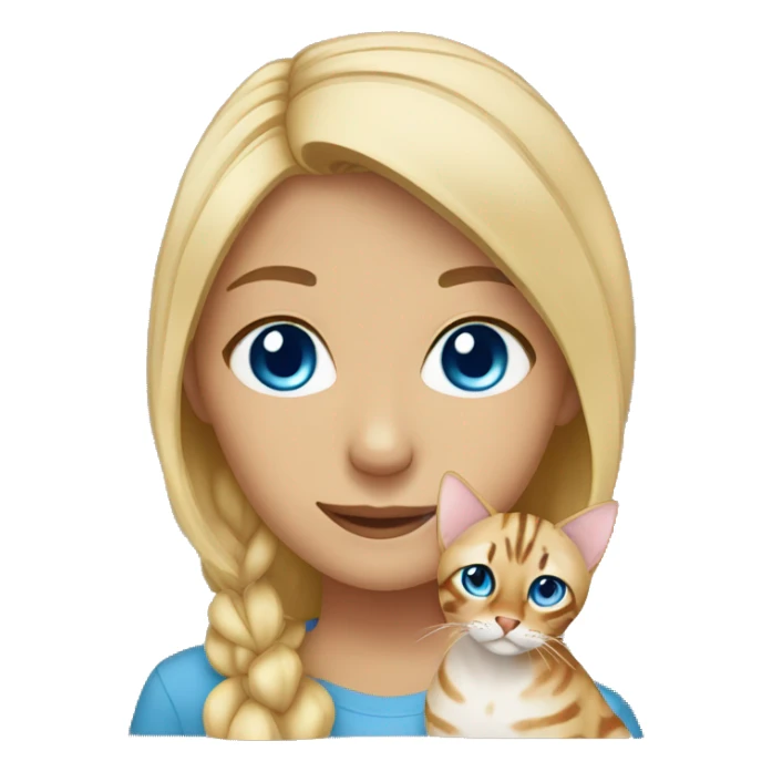 blonde girl with bengal cat blue eyes sticker