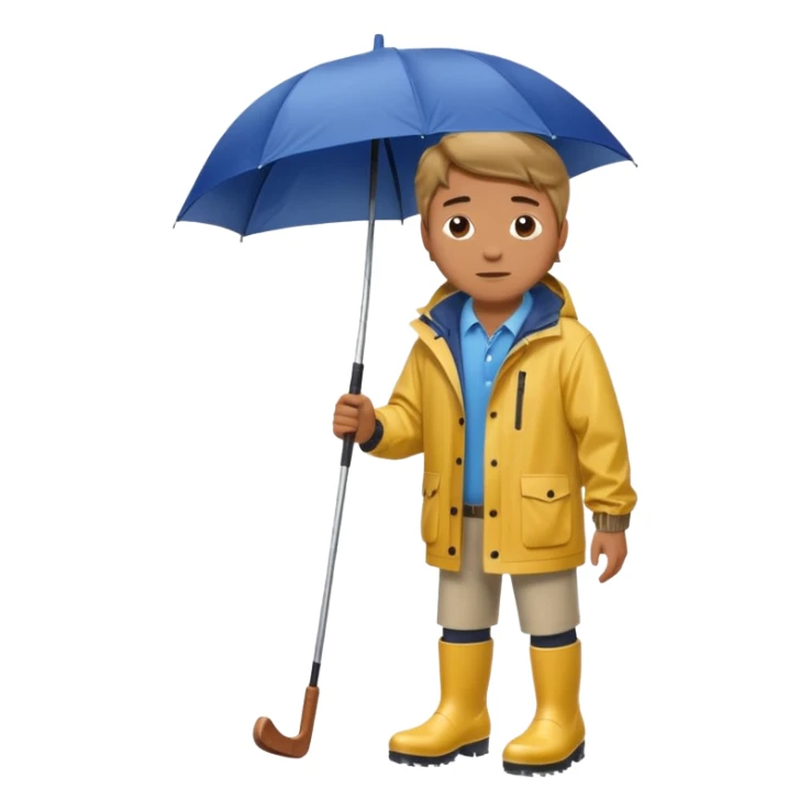 A man playing golf in the rain wearing wellington boots  sticker