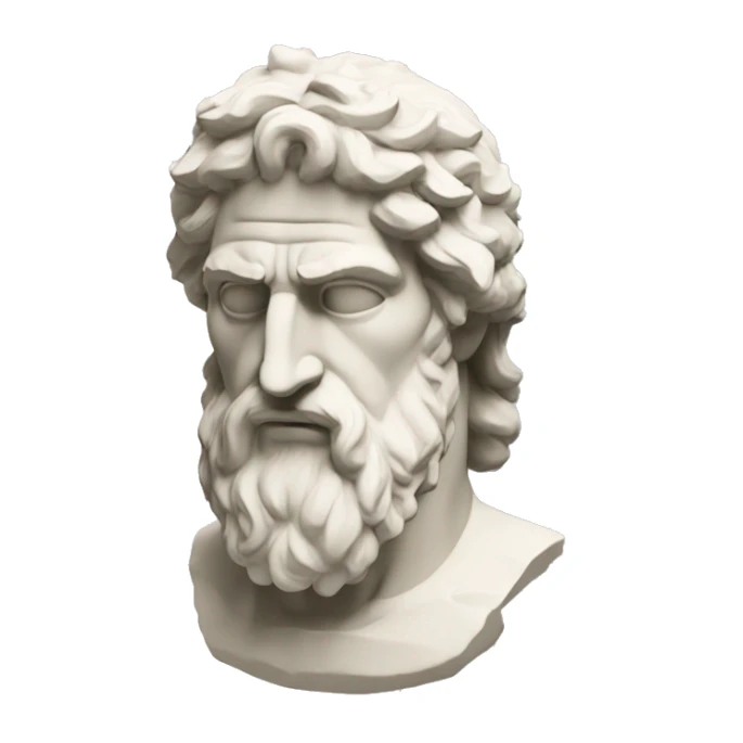 Ancient Greek King Odysseus Statue side Face Only, Sad, Off-white sticker