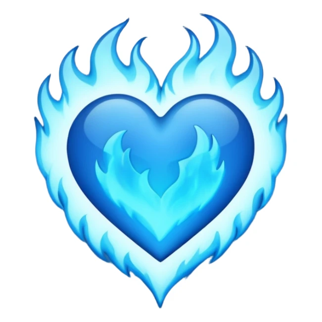 Emoji style Blue fire heart  sticker