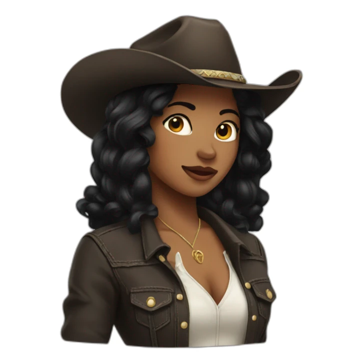 cowgirl straight black hair sticker