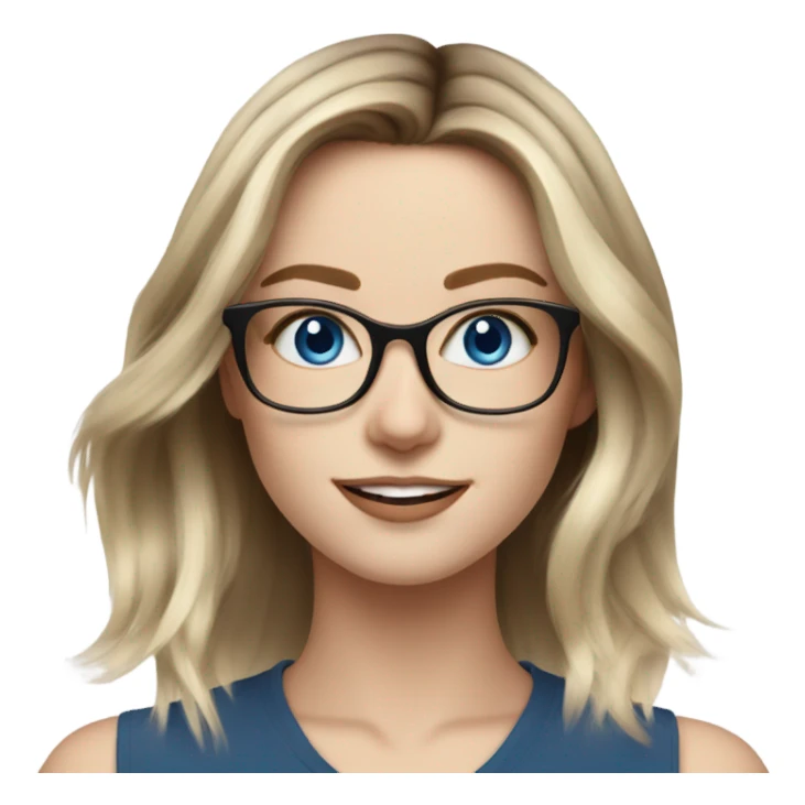 Shoulder length Balayage pale model lady with glasses and blue eyes happy  sticker