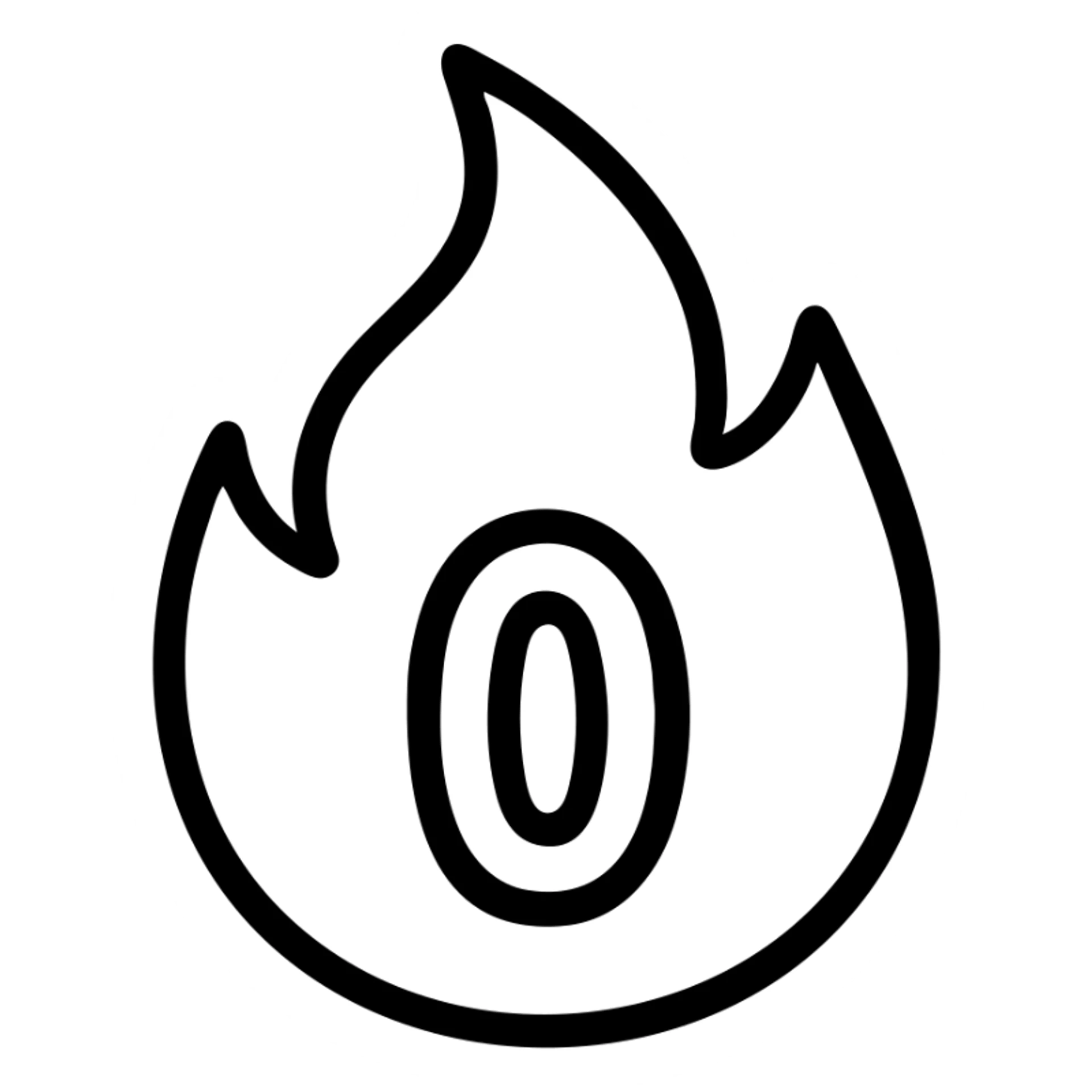 Snapchat streak symbol reimagined as blue fire, modern icon style, flat design, outlined icon style, simple and recognizable sticker