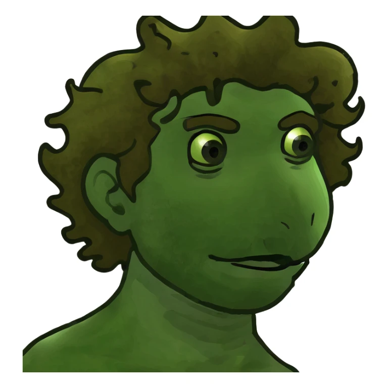 striking man with brown curly hair  sticker