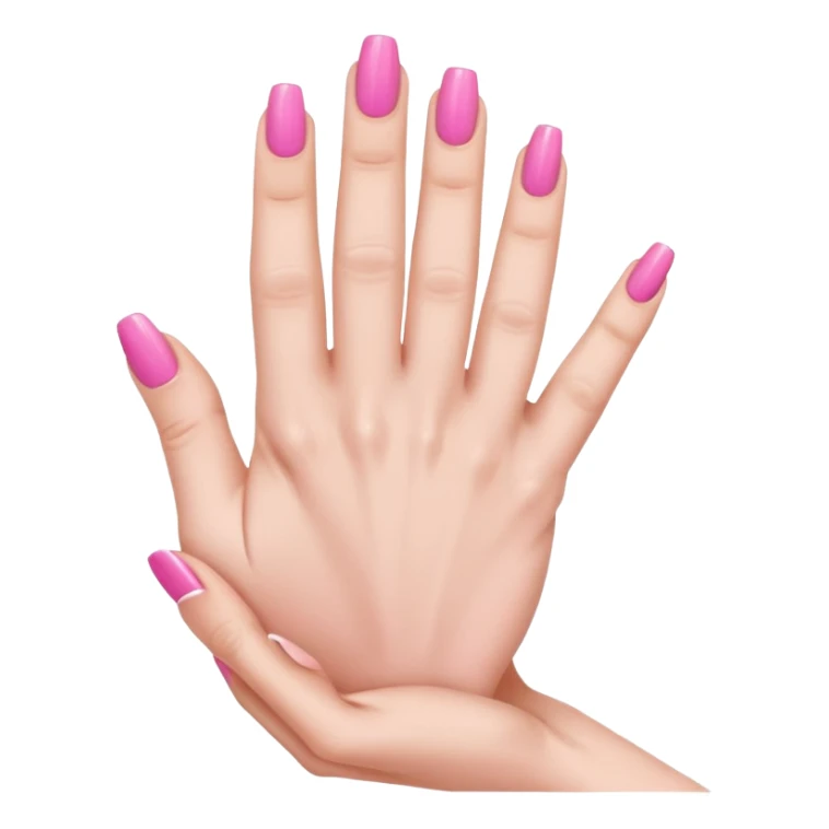 folded hand with pink nails done with five fingers  sticker