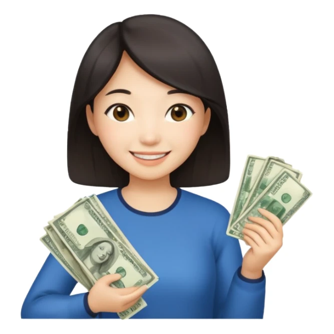 Hot Asian girl with money  sticker