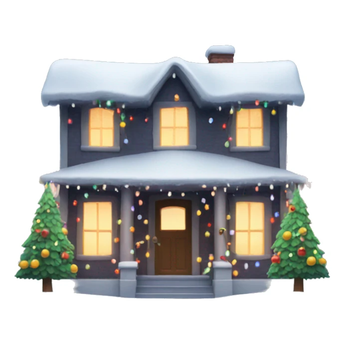Snowy house with Christmas lights sticker