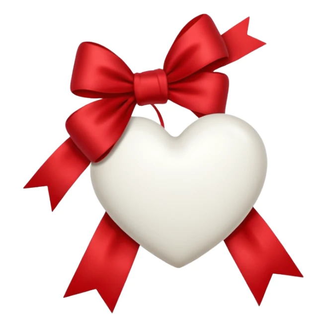 white heart with velvet ribbon sticker