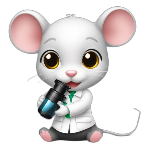 Bébé souris noire avec une blouse de laboratoire et un microscope sticker