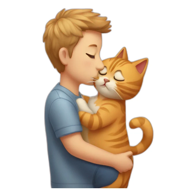 cat kissing his owner sticker