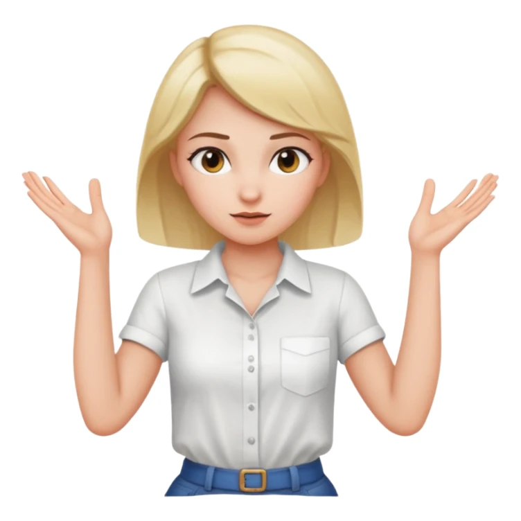 A girl with curious expressions and her arms making a v  on her waist  sticker