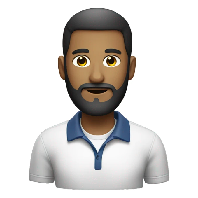  a man with beard and a comb over wearing a polo t shirt sticker