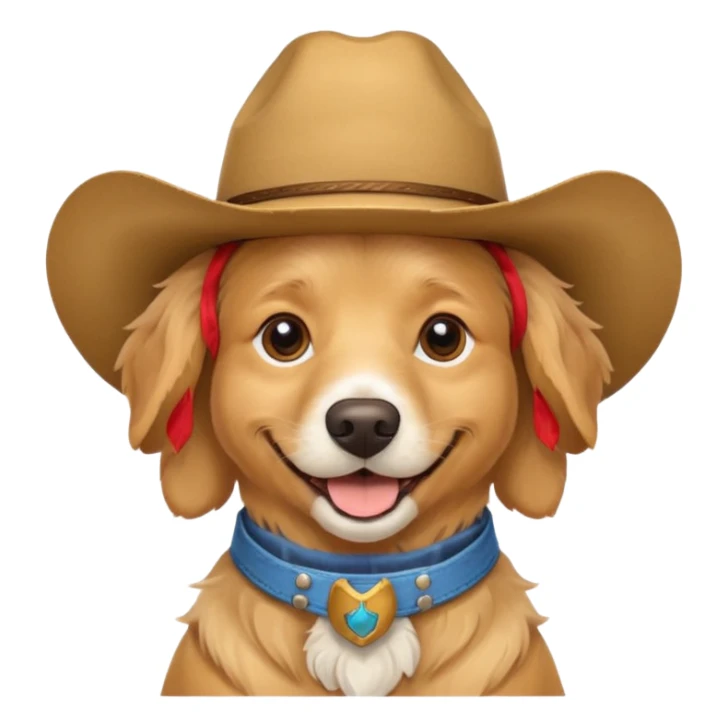 Dog in cowboy hat smiling sticker