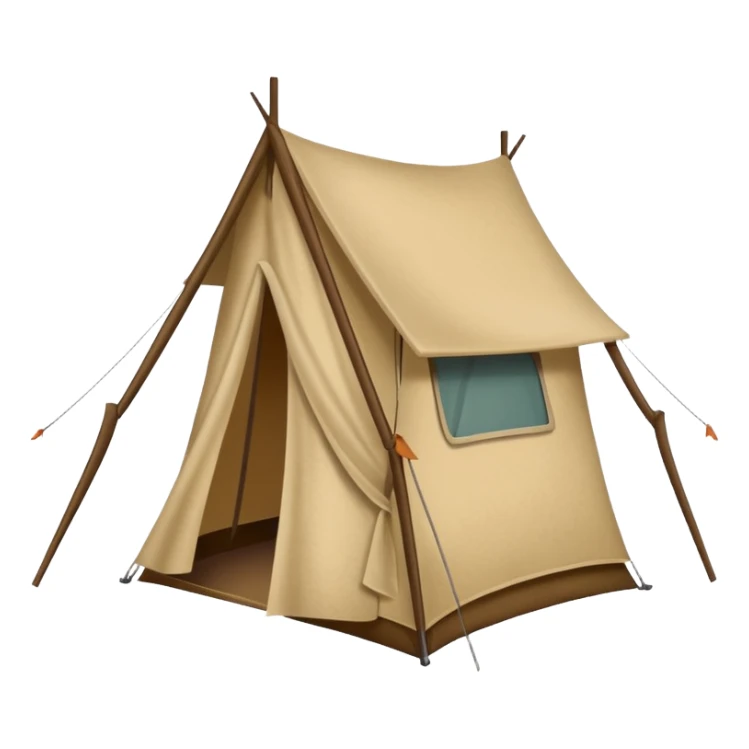 Large camping tent made of felt texture, scrapbooking style, transparent background sticker