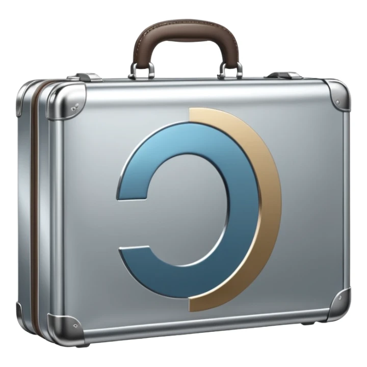 A luxury briefcase emoji made of polished silver chrome, smooth rectangular shape, metallic reflections, minimal high-end design, swag business aesthetic, iOS emoji style, centered, clean white background
 sticker