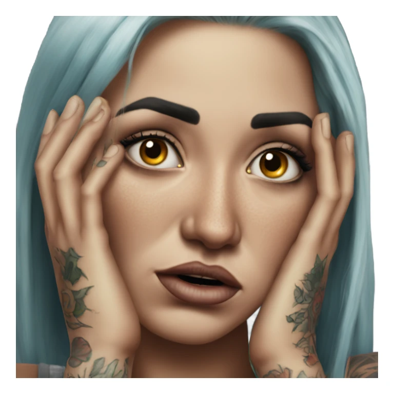 Hyper Realistic Beautiful tattooed woman crying don't go sticker